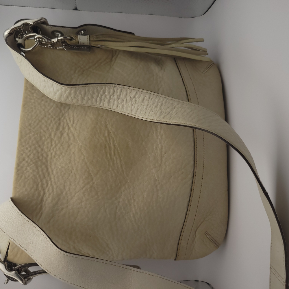 Cream Leather Shoulder Bag